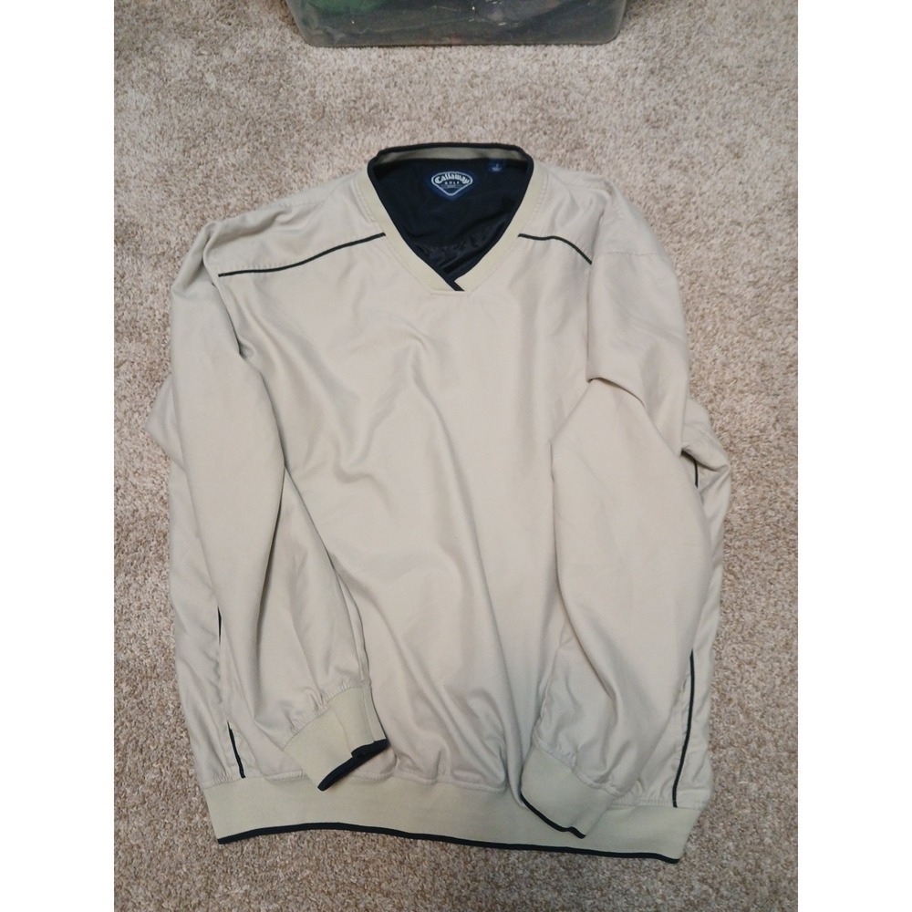 Callaway Golf Sport  Windbreaker Mens L  Light Tan / Cream  Pullover EUC‎